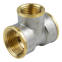 Тройник латунь переходной ВВВ Ду20х15х20 (3/4"х1/2"х3/4") никель TIM TF323N