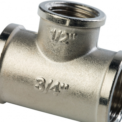 Тройник латунный STOUT переходной ВВВ Ду20x15x20 (3/4x1/2x3/4") никелированный SFT-0022-341234