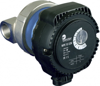 Насос циркуляционный Wester WPE 15-12N L=80мм (1/2", 0.65 куб. м/час, 1.2 м., 3-9Вт)(д/рециркул)