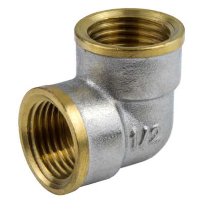 Угольник латунный ВВ Ду15 (1/2") никель TIM LF022N
