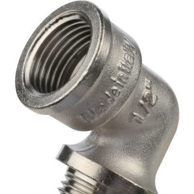 Угольник латунный STOUT с ребордой НВ Ду20 (3/4") никелированный SFT-0016-000034