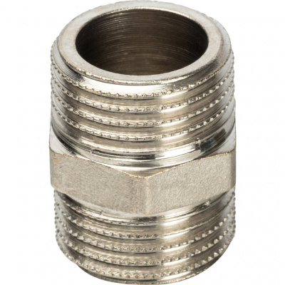 Ниппель латунный STOUT Ду15 (1/2") никелированный SFT-0004-001212