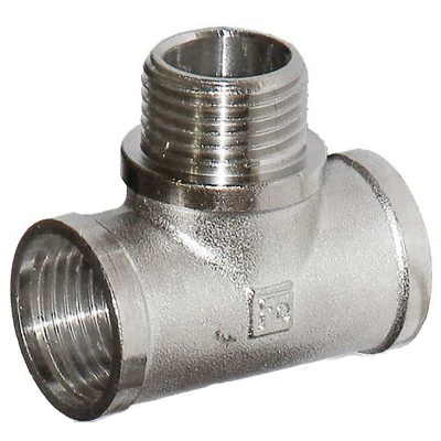 Тройник латунный STOUT ВНВ Ду20 (3/4") никелированный SFT-0065-343434